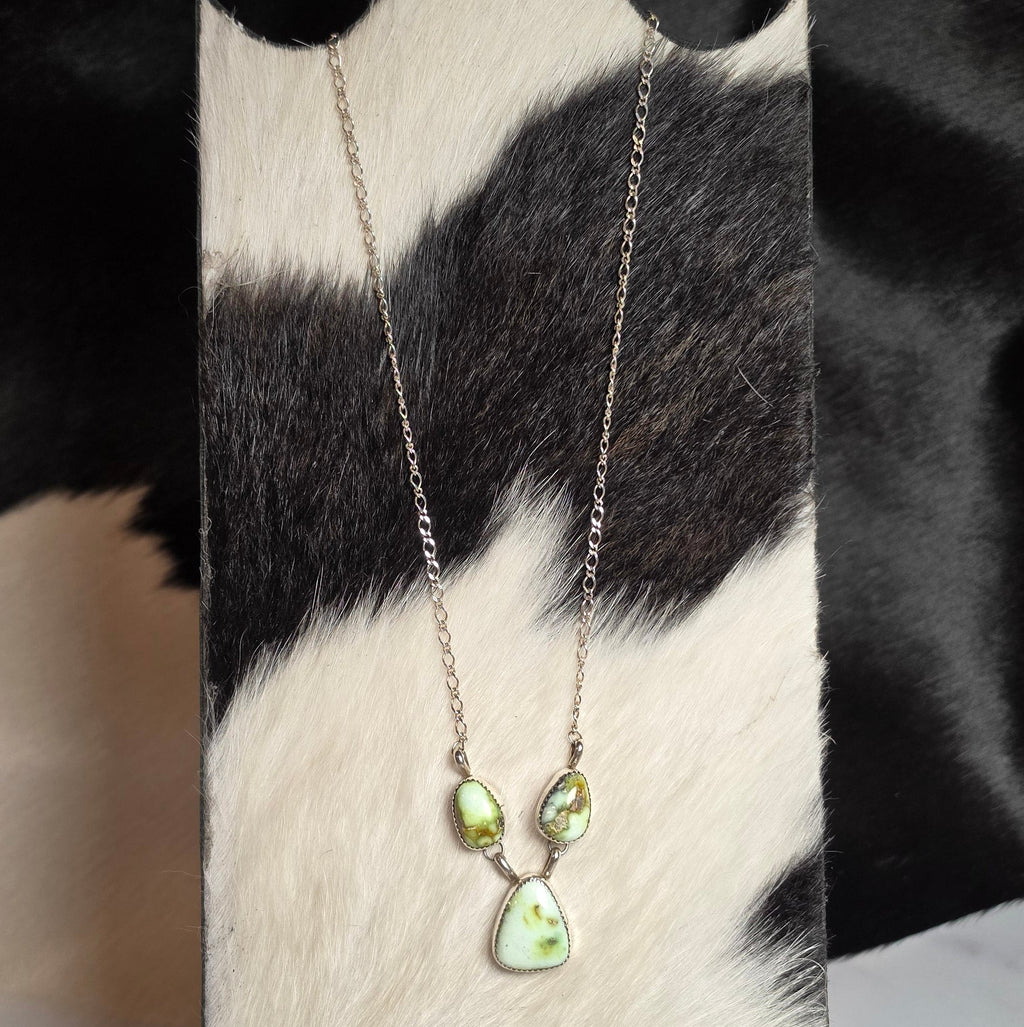 Native Made Palomino & Sterling Necklace 19 inches max