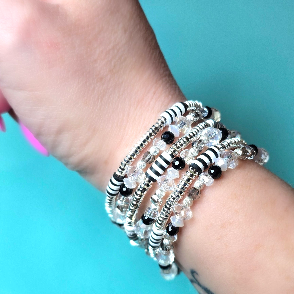6 Piece Zebra Bracelet Stack