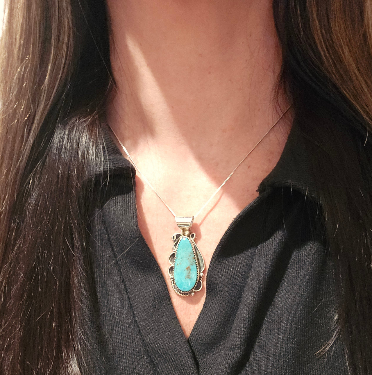 Kingman Turquoise & Sterling Pendant