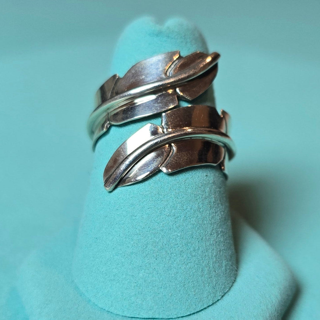 Clayton Chez Tsosie Sterling Feather Ring Adjustable