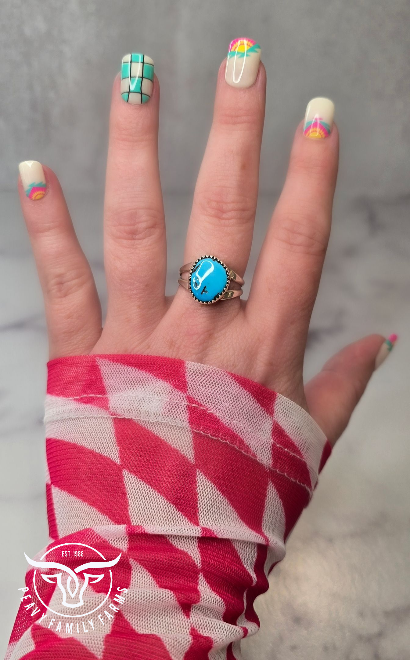 Kingman Turquoise and Sterling Ring Size 8.75