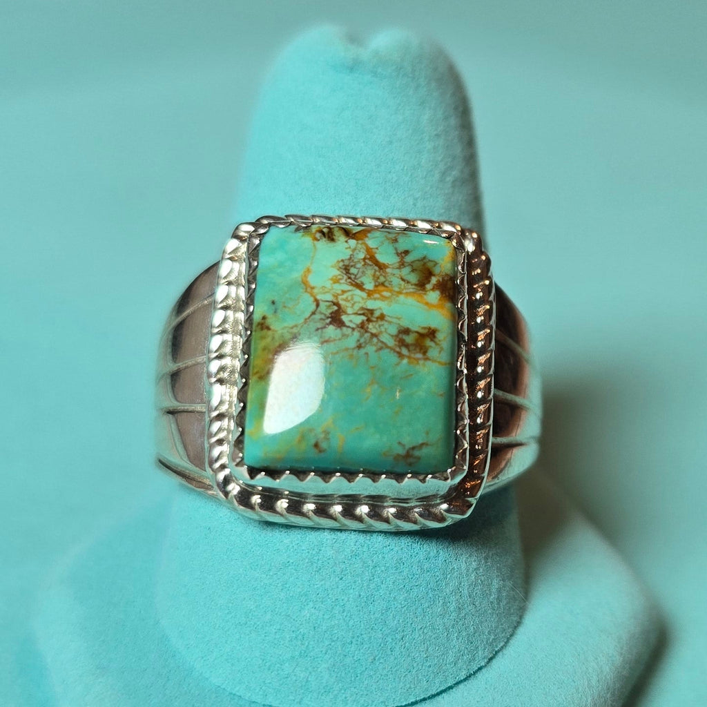 Herbert Tsosie Kingman Turquoise and Sterling Ring Size 9.5