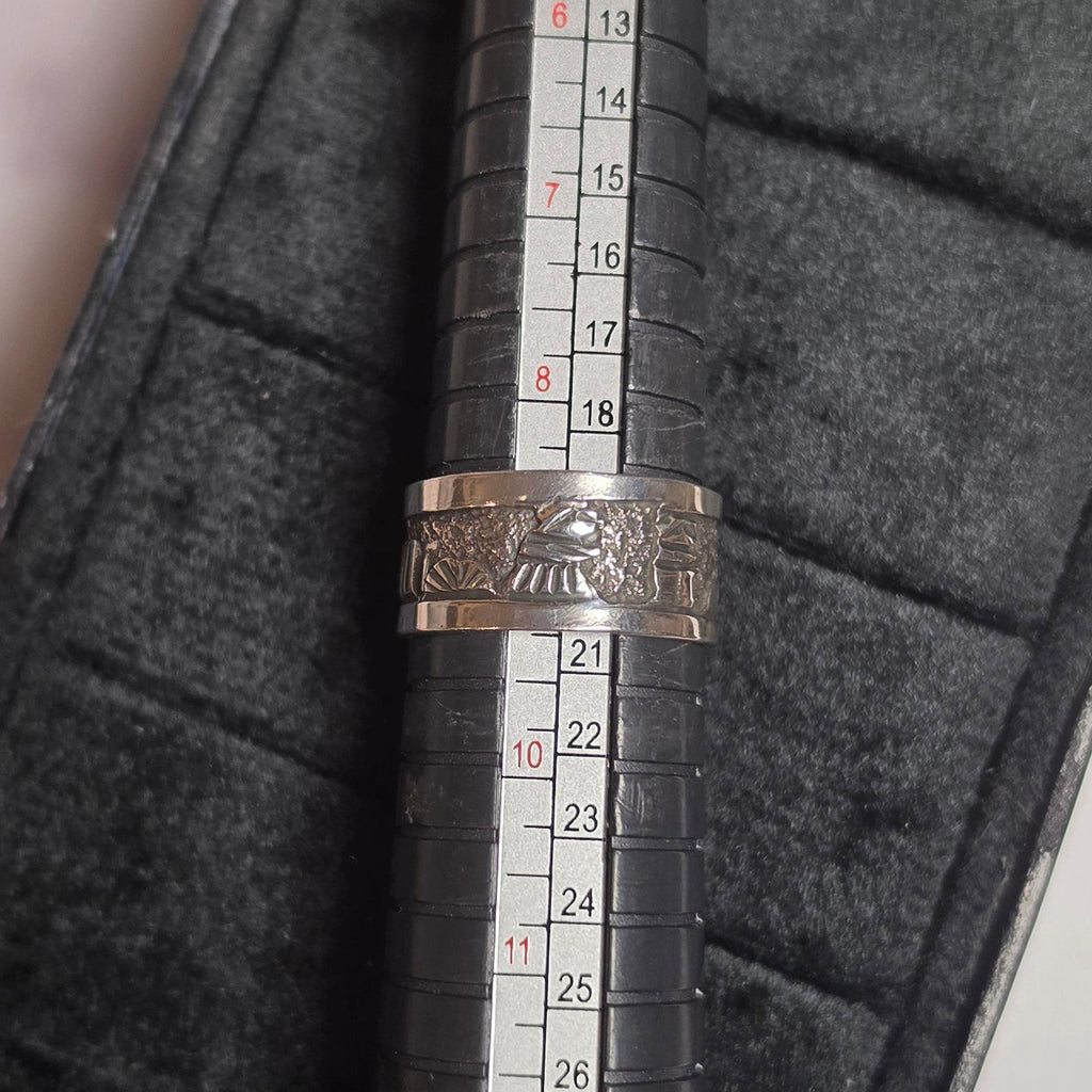 Native Made Storyteller Sterling Ring Size 9 (wide band)