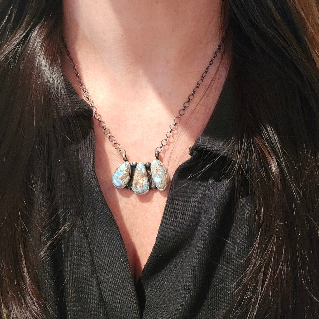 LeTricia Largo Golden Hills & Sterling Cluster Bar Necklace
