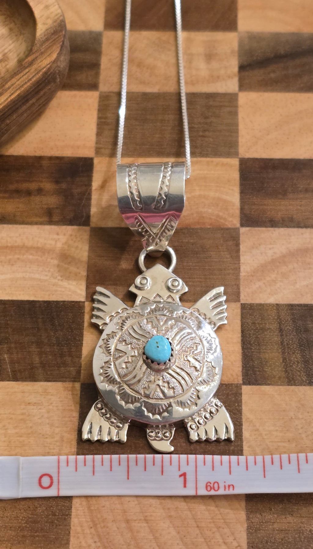 Turquoise & Sterling Turtle Pendant