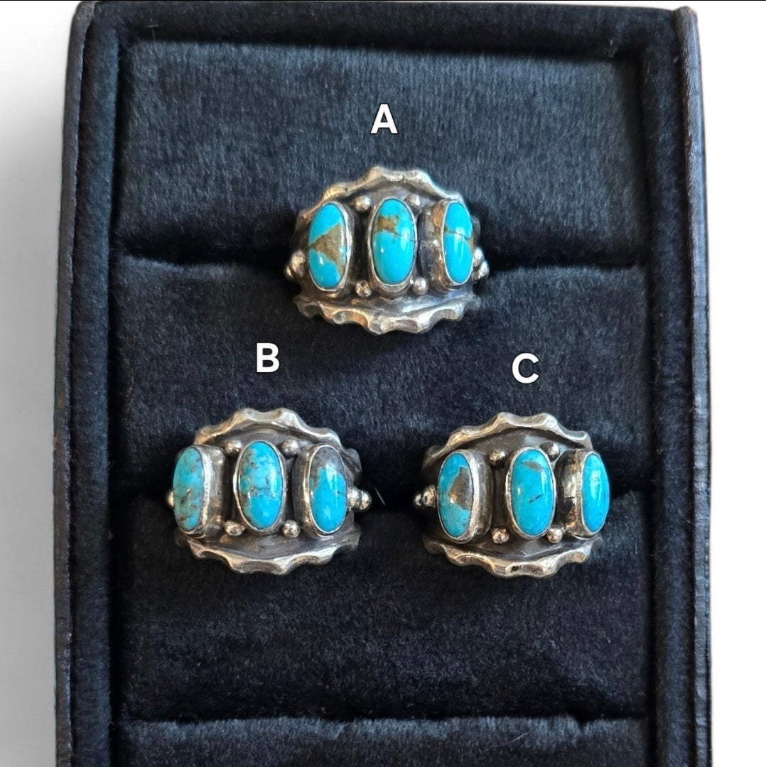 Andrew Vandever Kingman Turquoise & Sterling Rings Sizes 10, 9 & 9