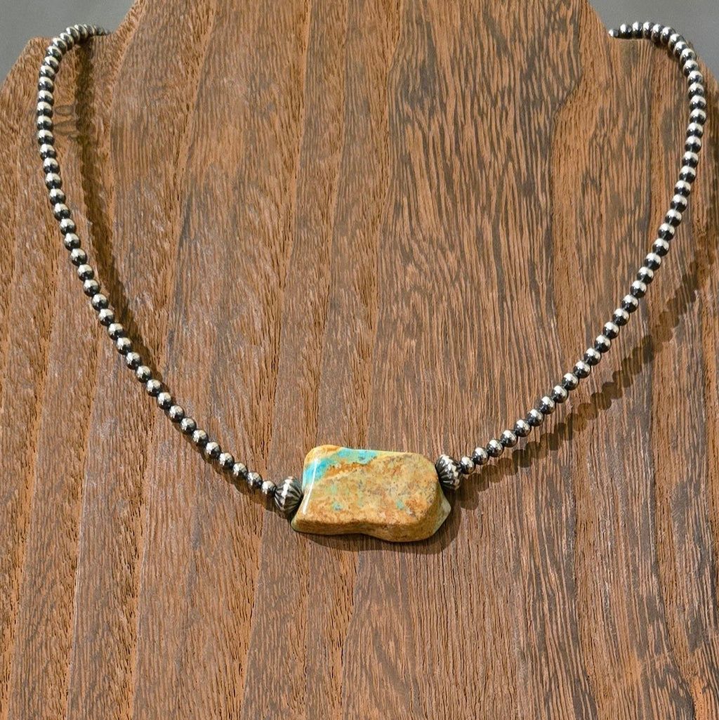 3mm Sterling Pearls & Turquoise Necklace