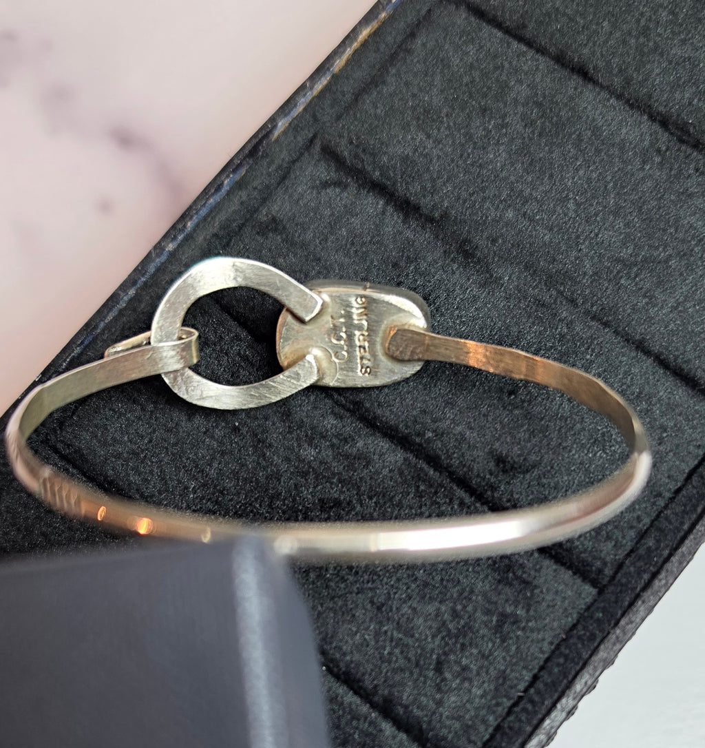 Native Made White Buffalo & Sterling Bangle