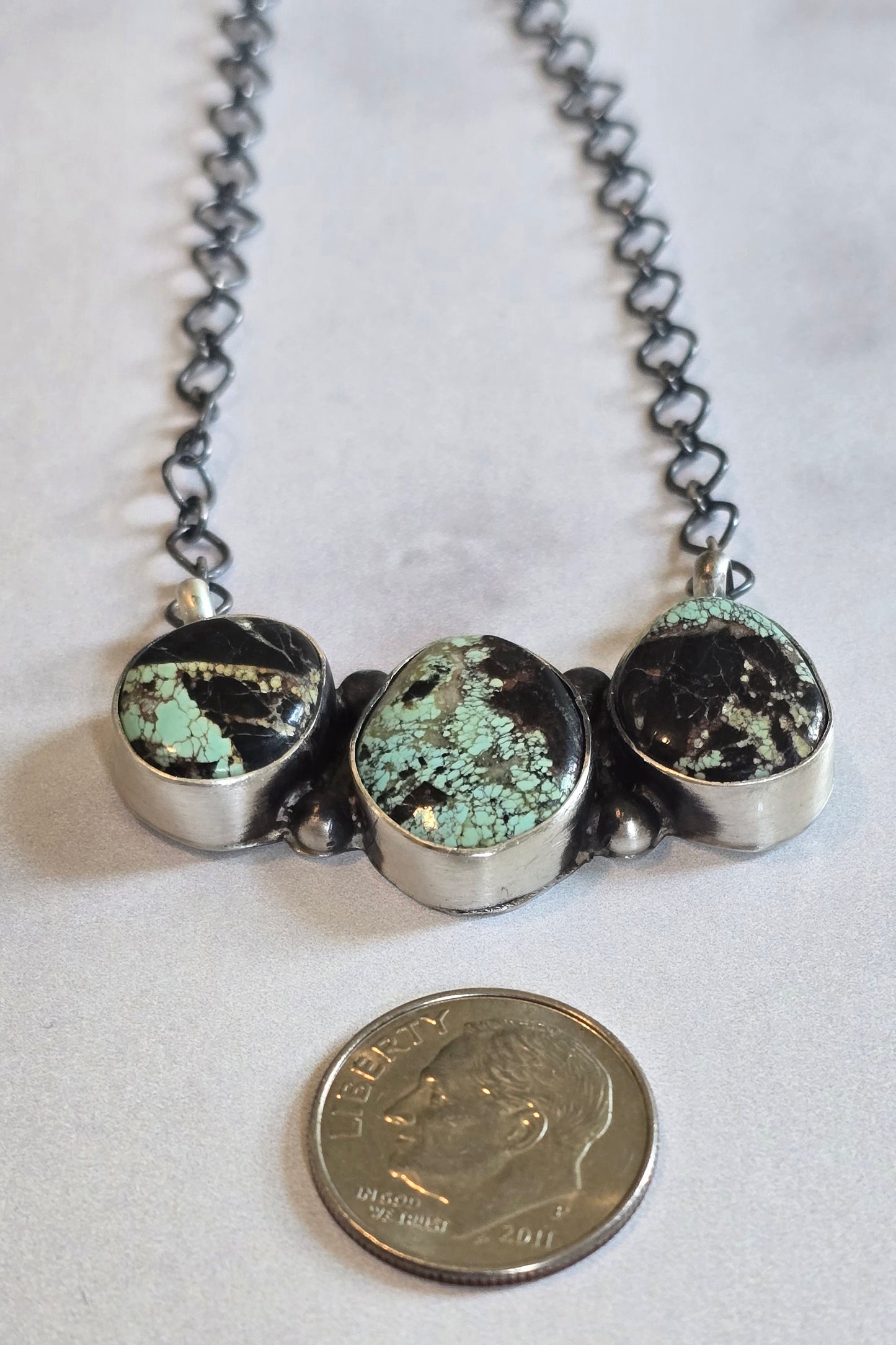 Native Made Black Jack and Sterling Necklace