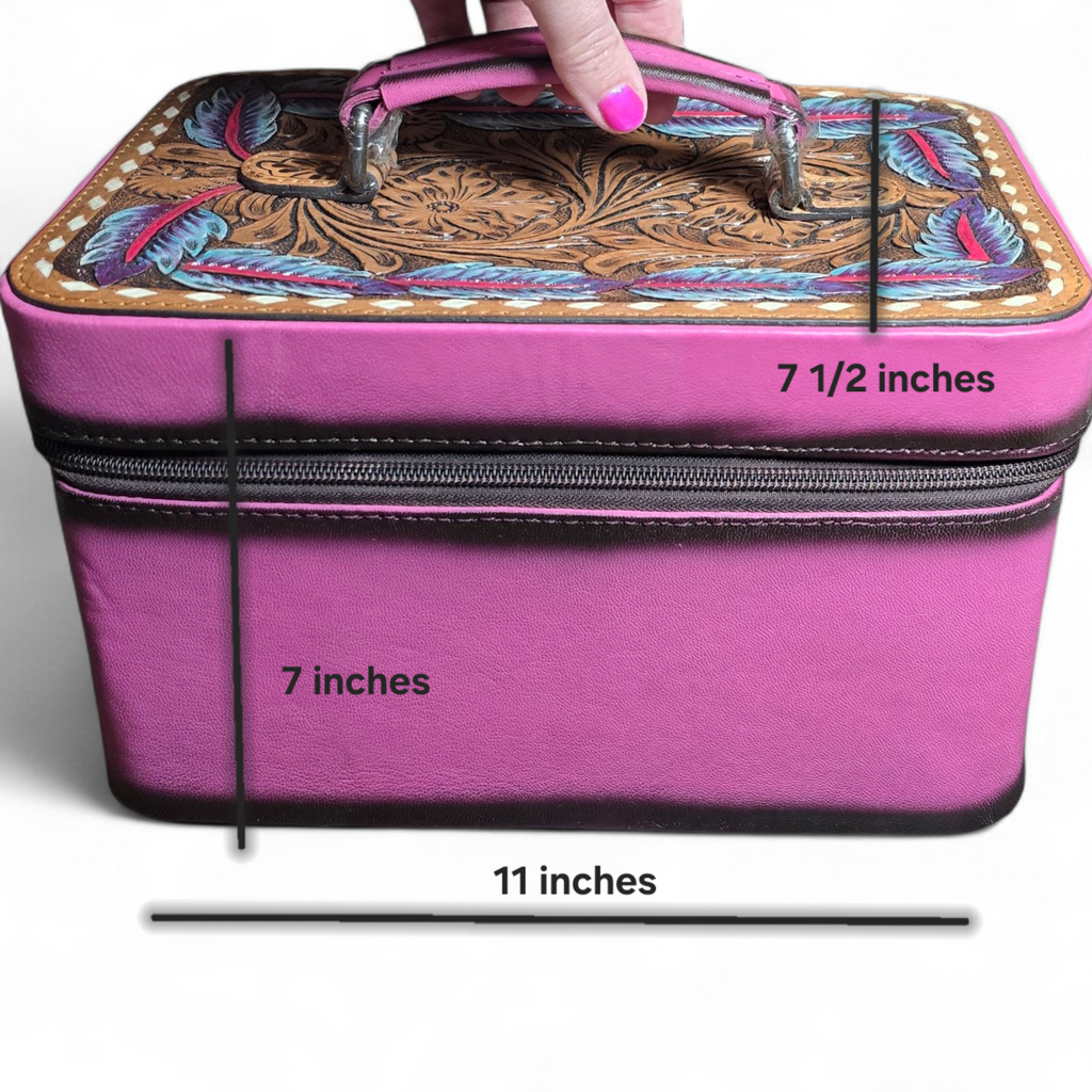 Pink Tooled Leather Jewelry Box
