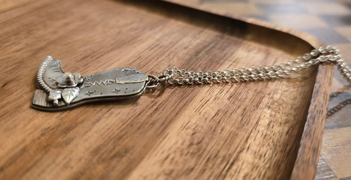 Handmade Sterling Boot Necklace