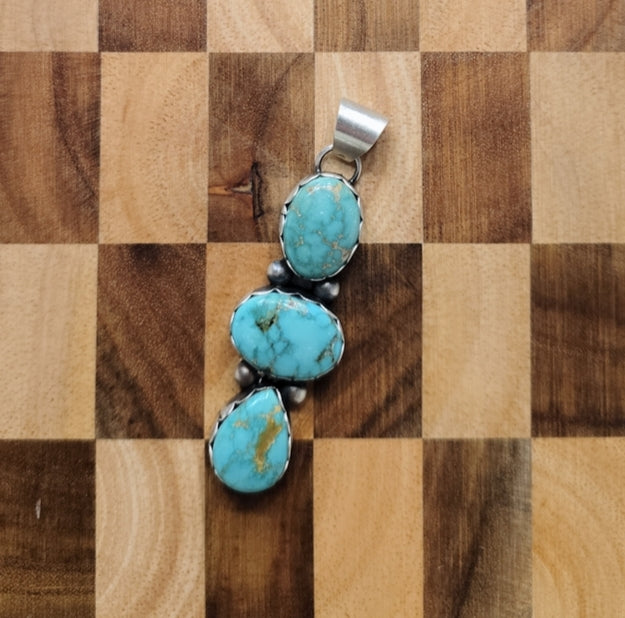 Emerald Valley Turquoise & Sterling Cluster Drop Pendant