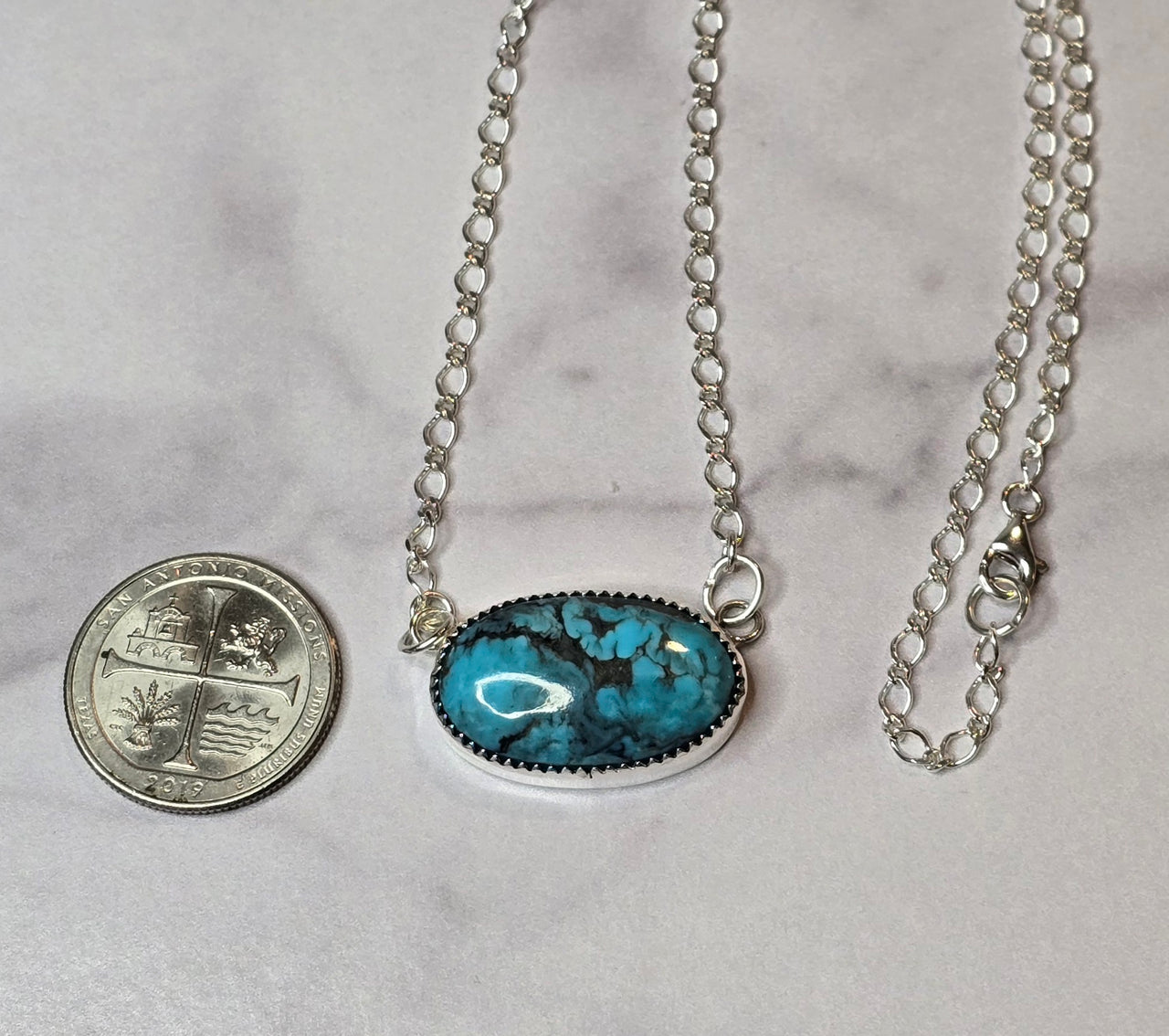 Kingman Turquoise and Sterling Necklace