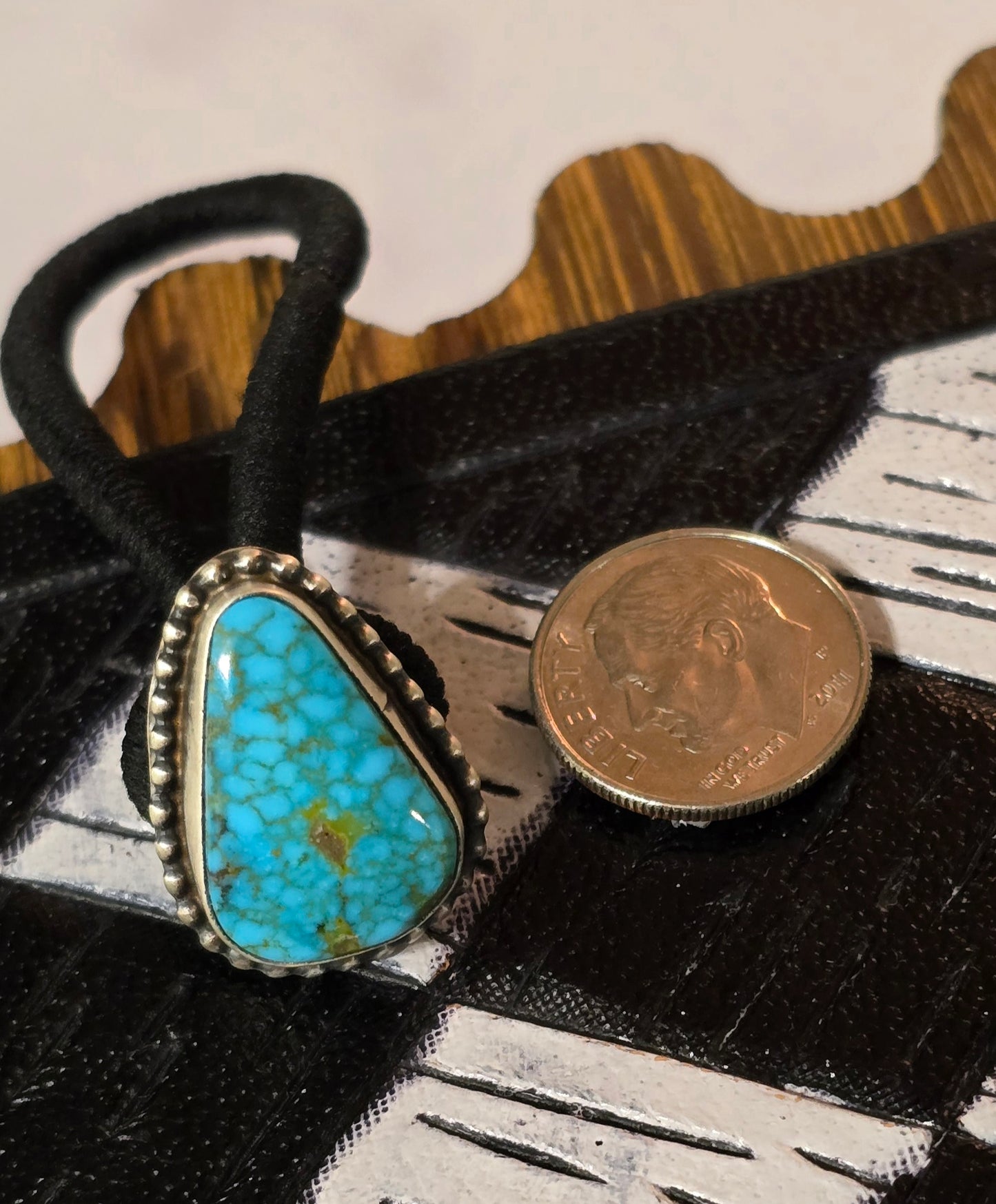 Kingman Turquoise and Sterling Hair Tie