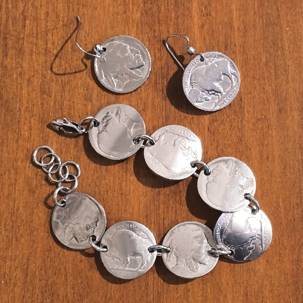 Buffalo Nickel Coin Bracelet or Earrings