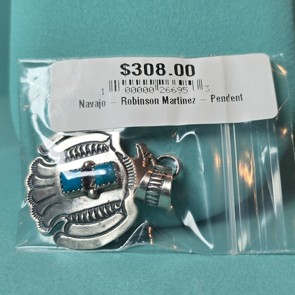 Robinson Martinez Sterling & Double Square Turquoise Pendant