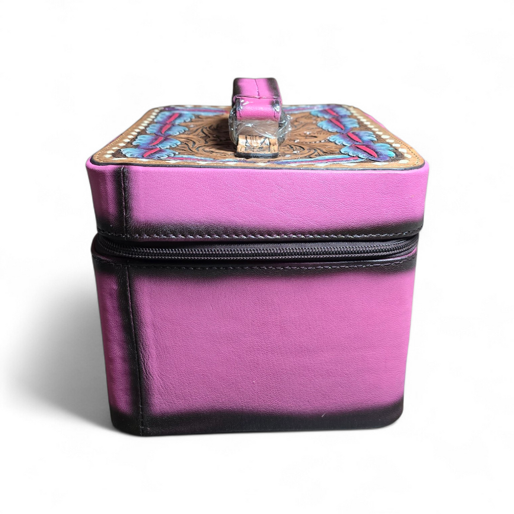 Pink Tooled Leather Jewelry Box