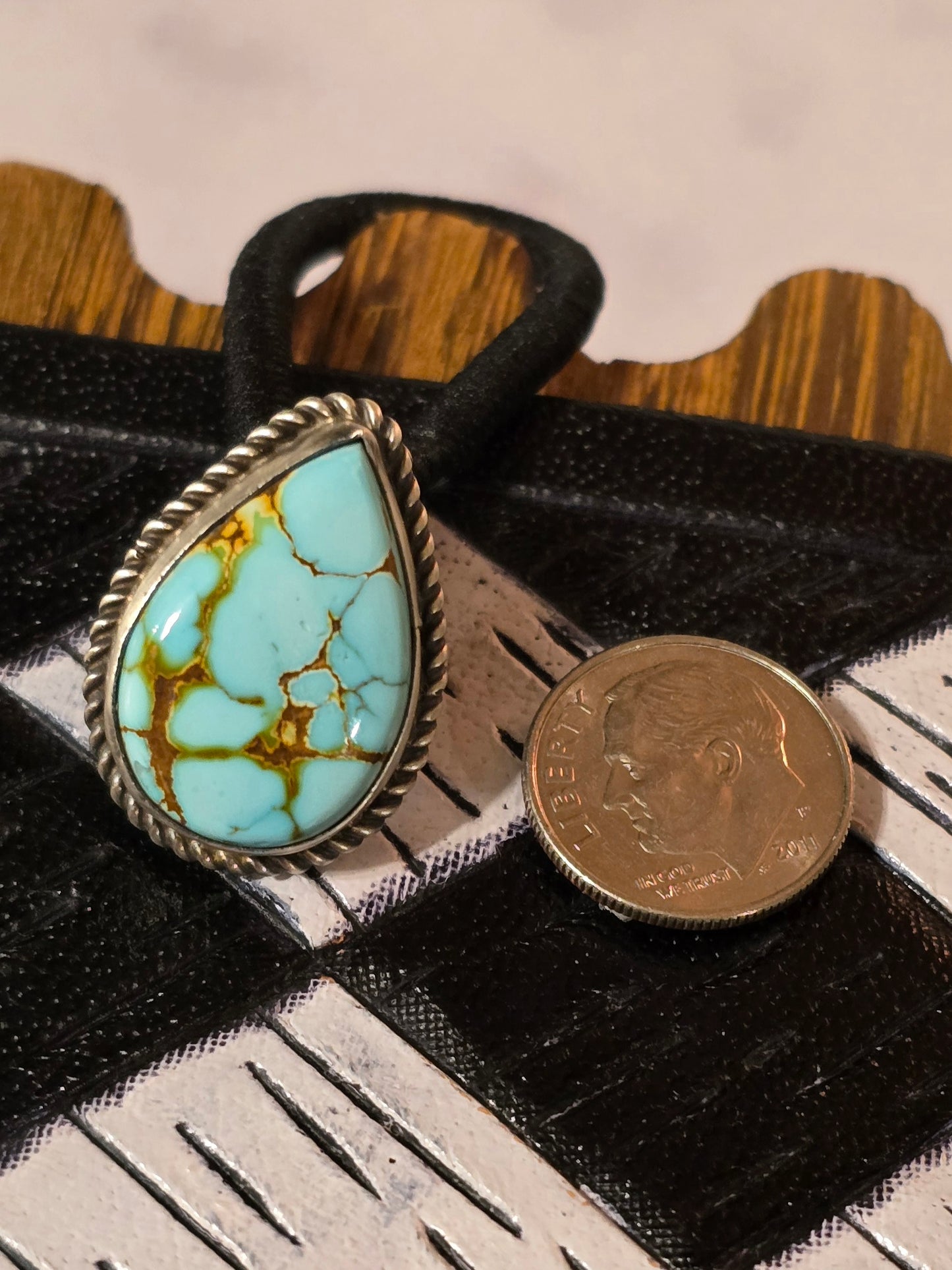 Turquoise and Sterling Hair Tie