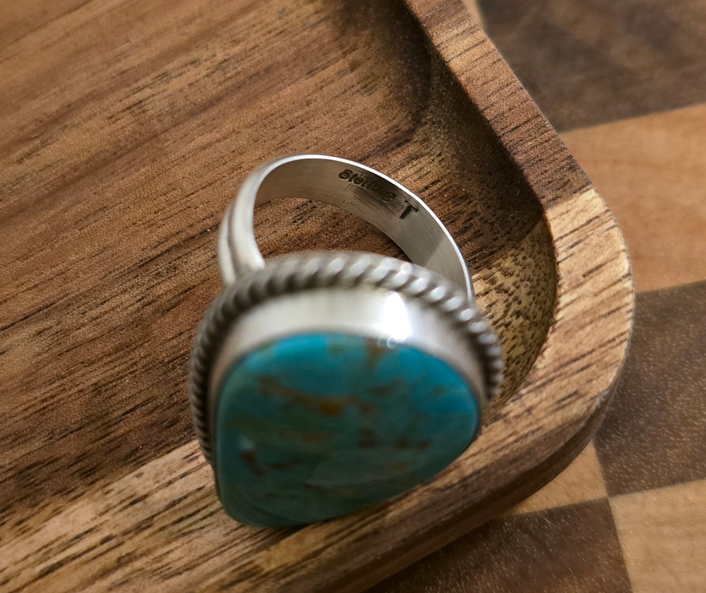Kingman Turquoise and Sterling Adjustable Ring