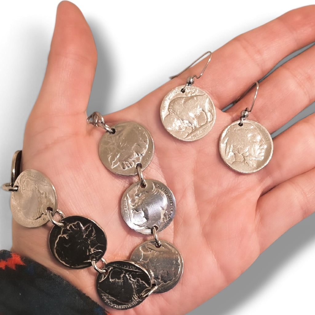 Buffalo Nickel Coin Bracelet or Earrings