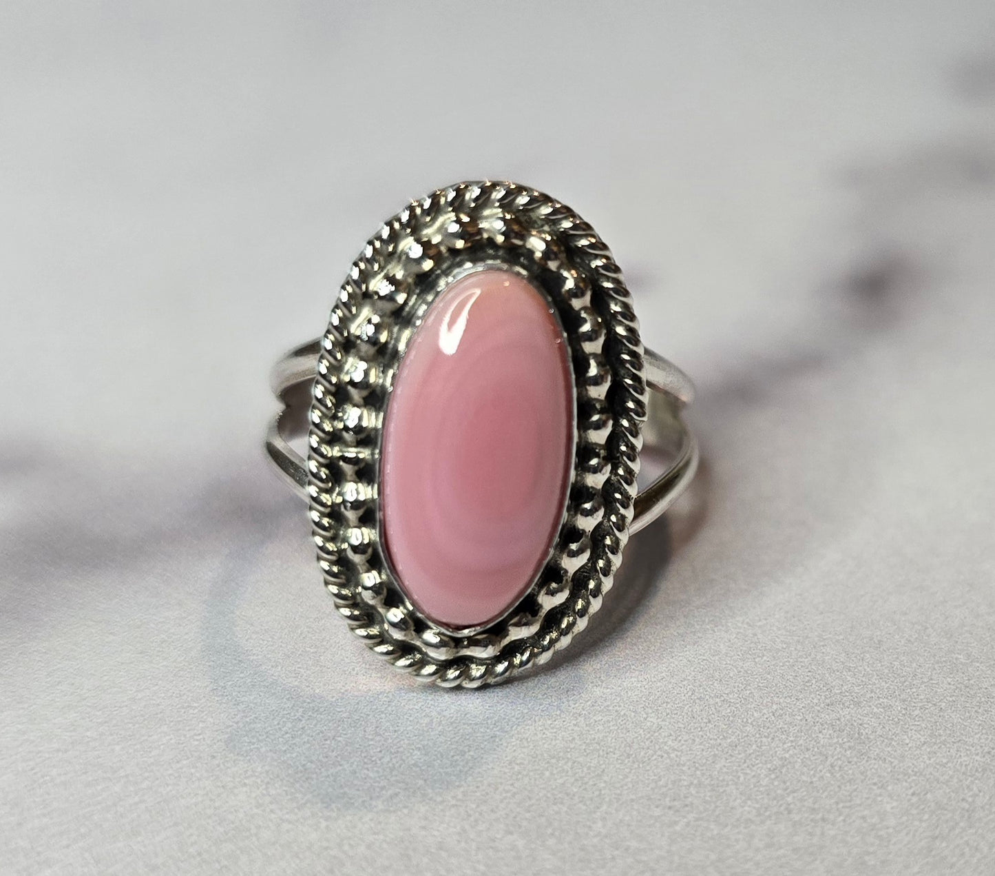 Pink Conch and Sterling Size 6.75