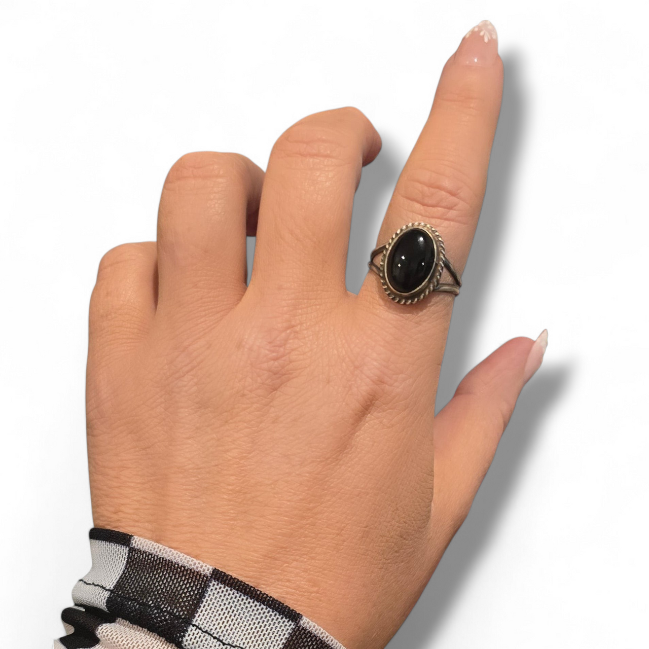 Begay Black Onyx & Sterling Ring Size 9