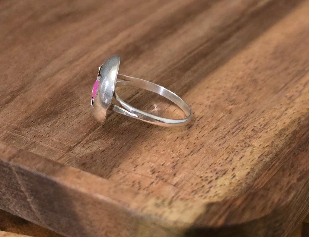 Sterling & Hot Pink Opal Ring