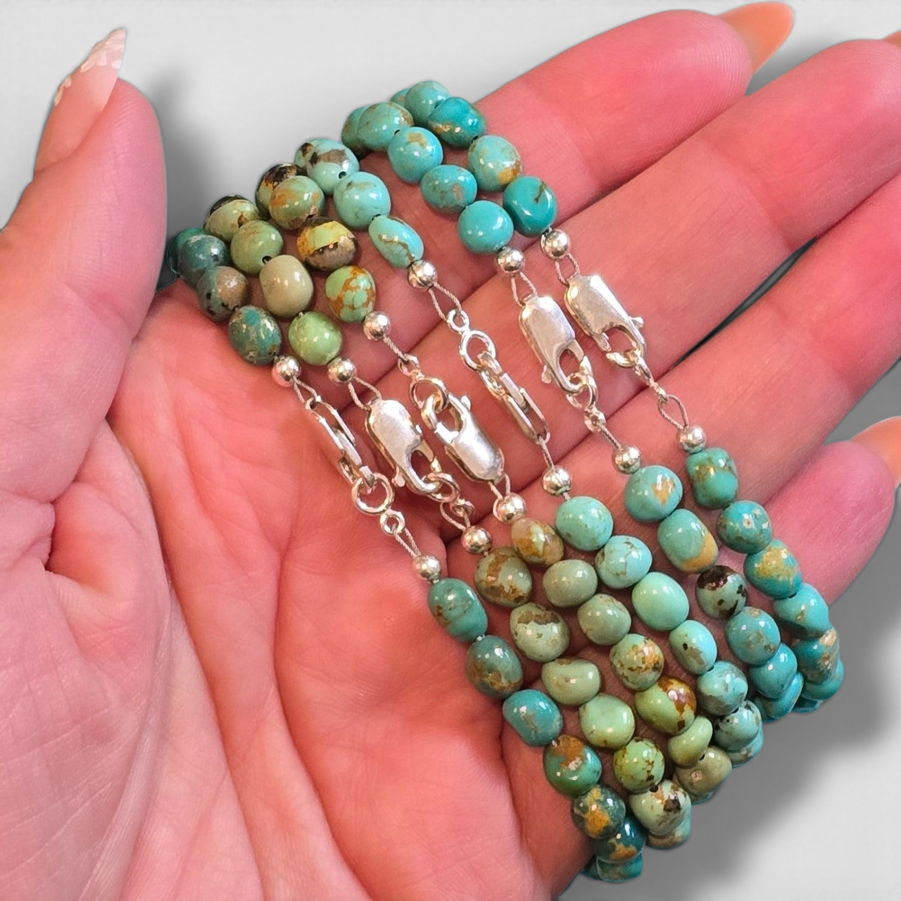 Turquoise & Sterling Bracelet 7.5 inches (lobster clasp)