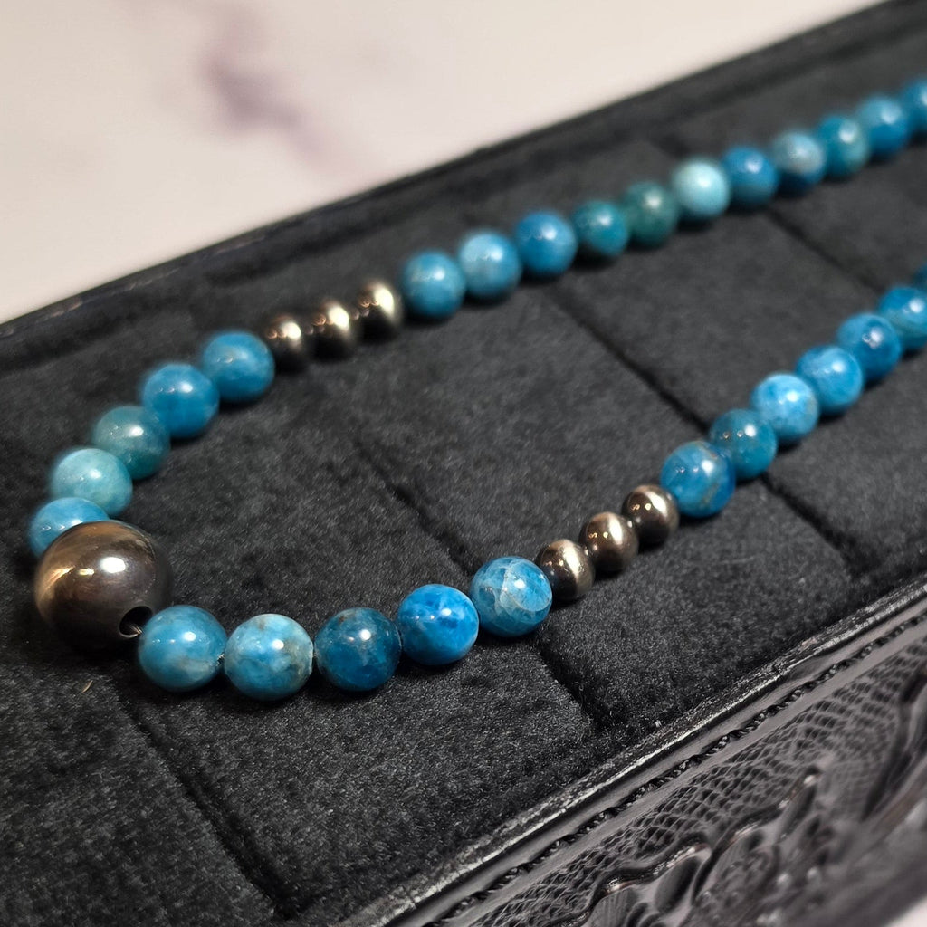 Sterling Pearls & Blue Apatite Necklace 15-16 inches