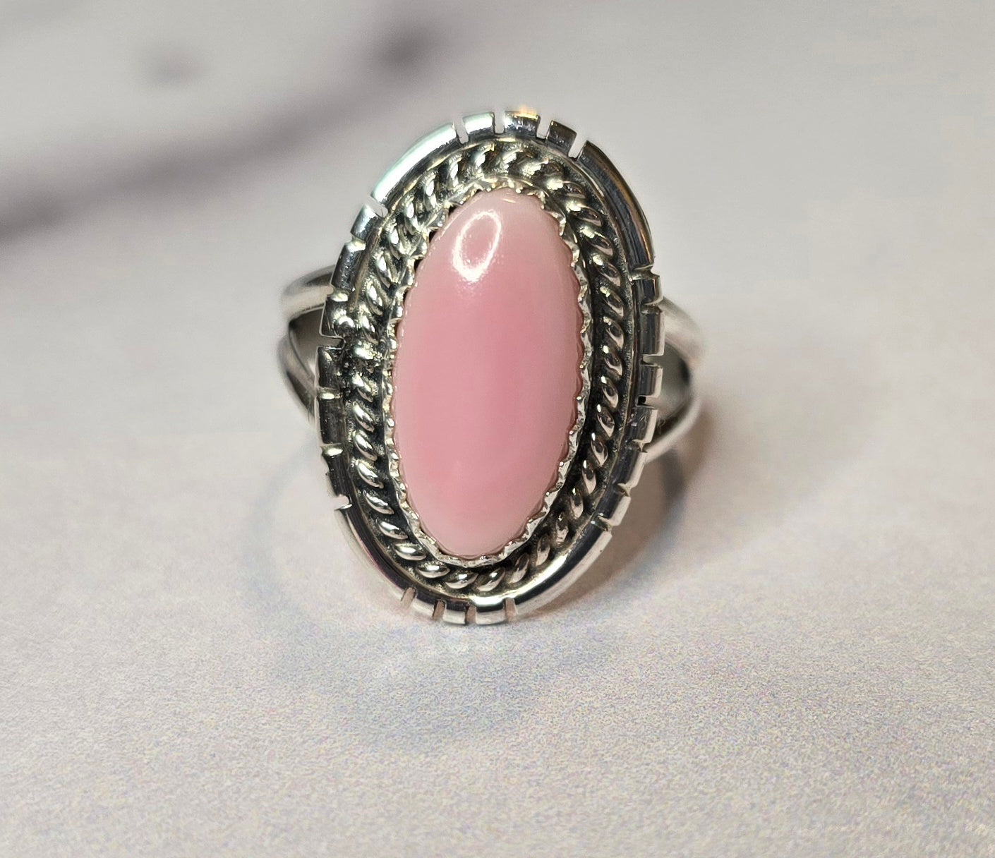 Pink Conch and Sterling Size 5.75