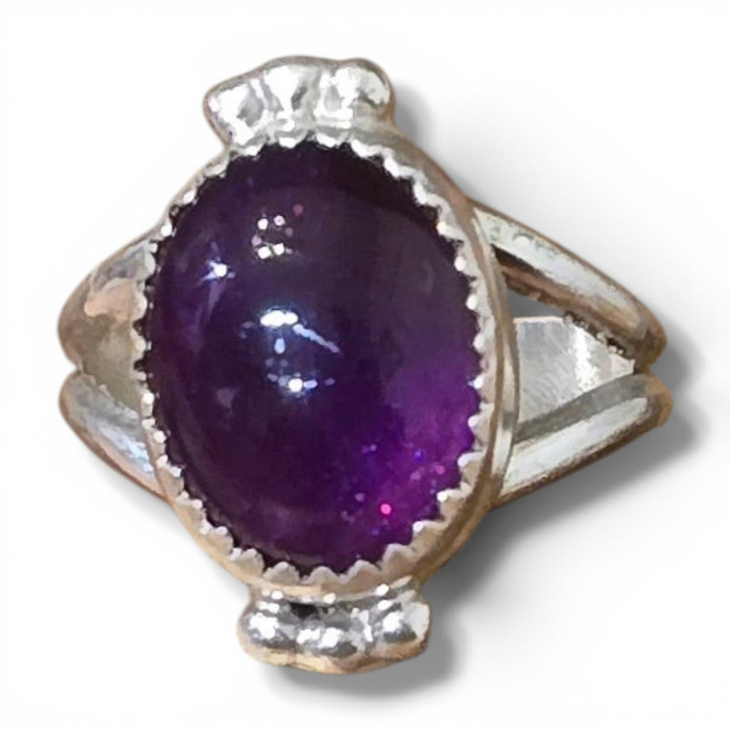 Native Made Amethyst & Sterling Ring Size 6.5