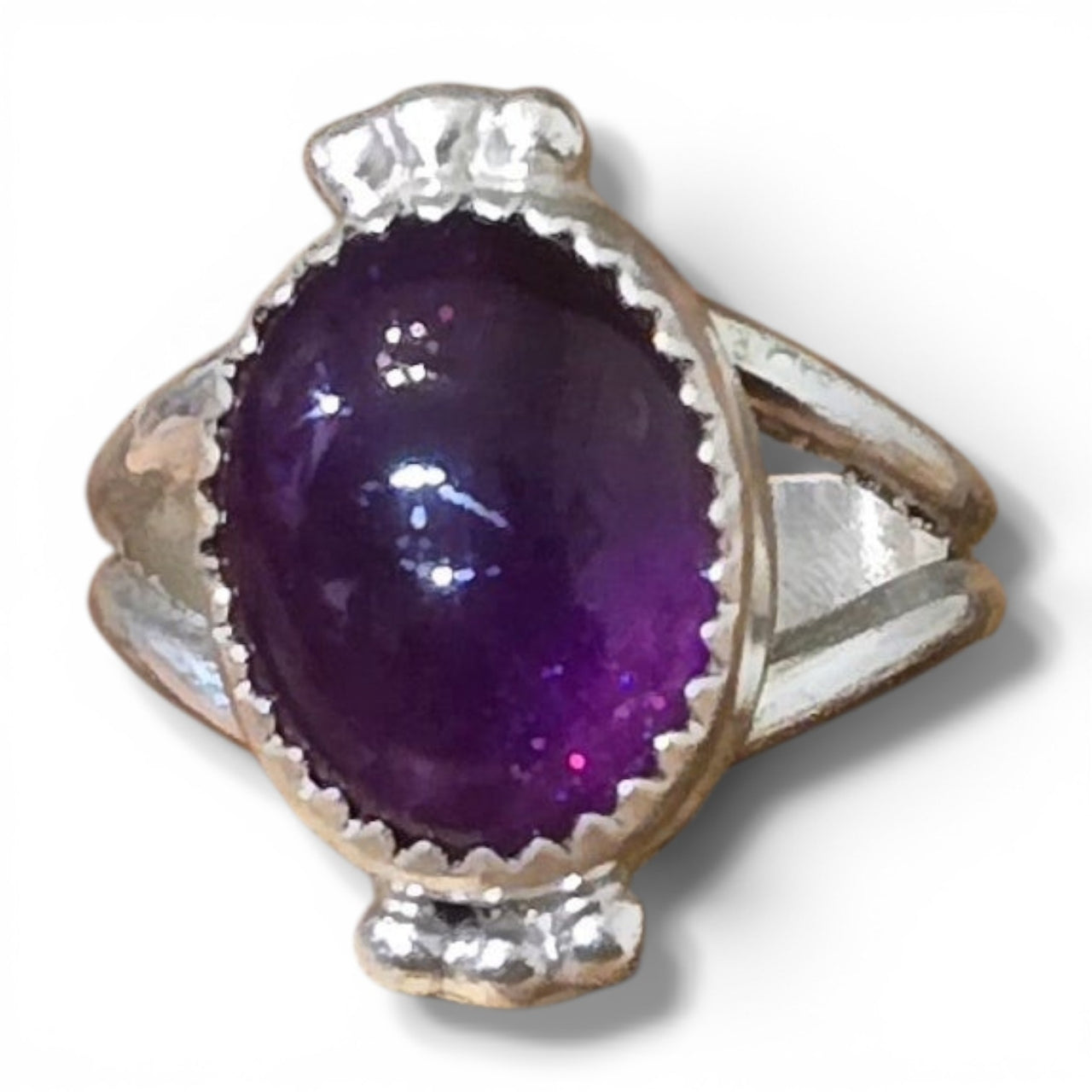 Native Made Amethyst & Sterling Ring Size 6.5