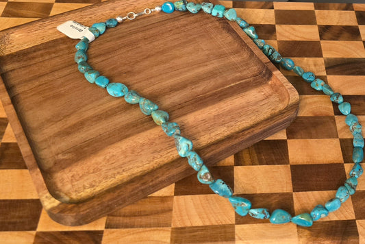 Genuine Turquoise & Sterling Necklace 20 inches