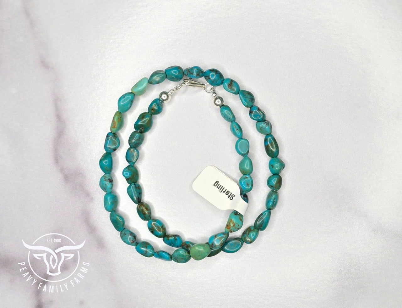 Turquoise & Sterling Necklace 16.5 inches