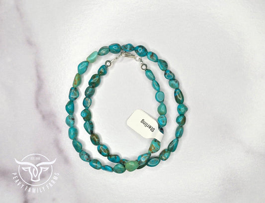 Genuine Turquoise & Sterling Necklace 16.5 inches