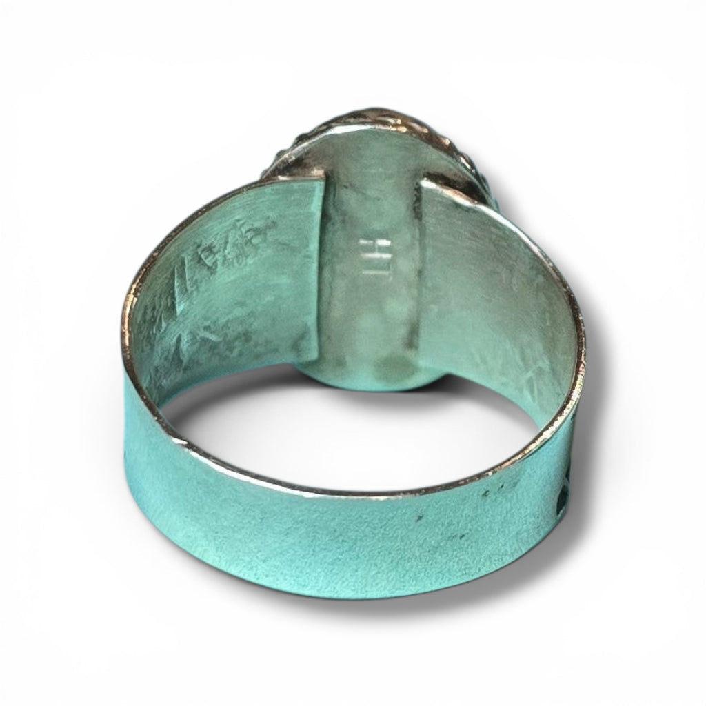 Native Made Kingman Web Turquoise & Sterling Ring Size 10.5