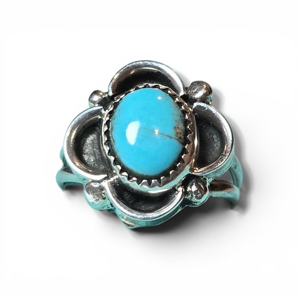 Native Made Kingman Turquoise & Sterling Ring Size 9.5