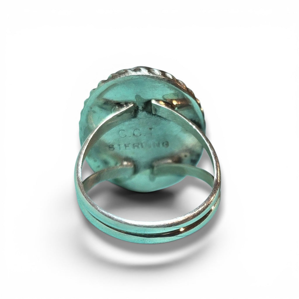 Native Made Kingman Turquoise & Sterling Ring Size 8.5