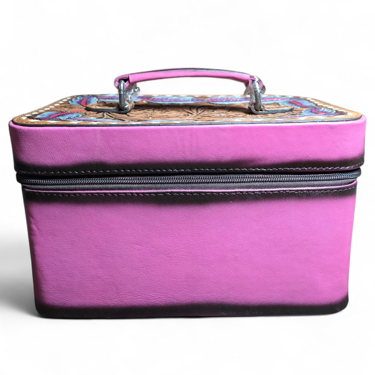 Pink Tooled Leather Jewelry Box