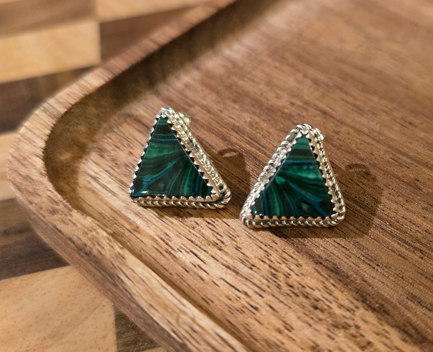 Malachite and Sterling Earrings