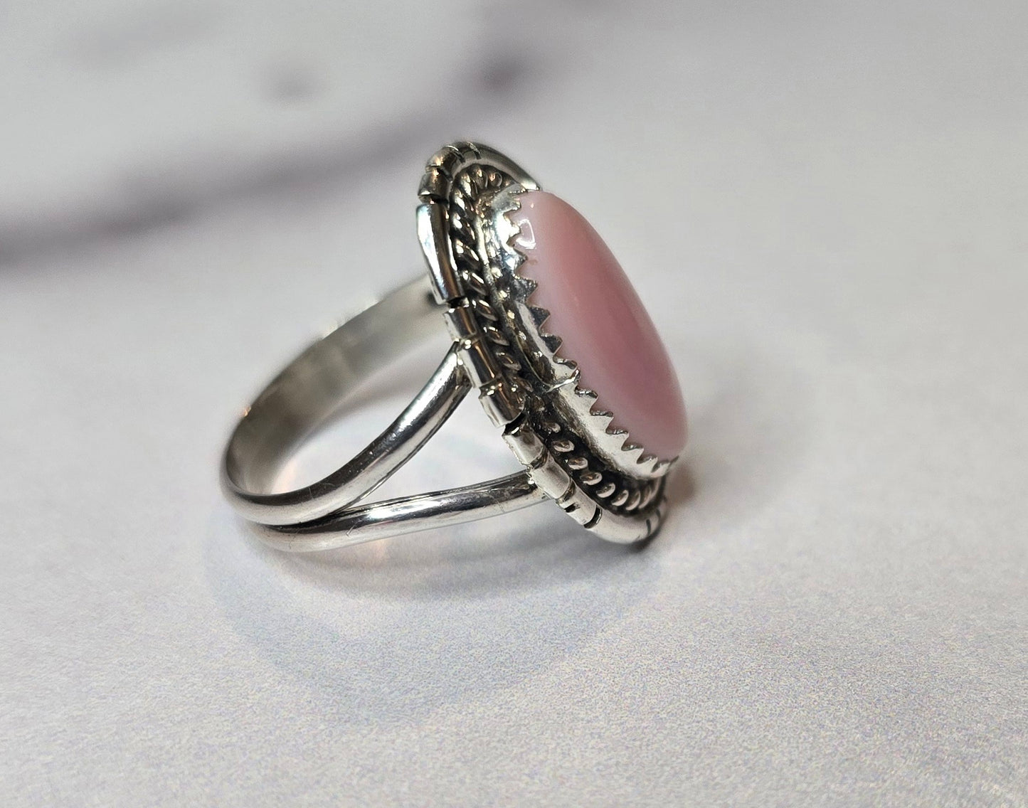 Pink Conch and Sterling Size 5.75