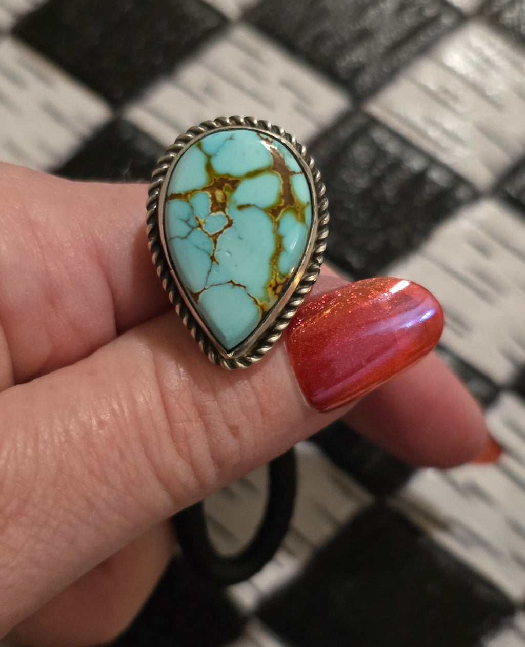 Turquoise & Sterling Hair Tie