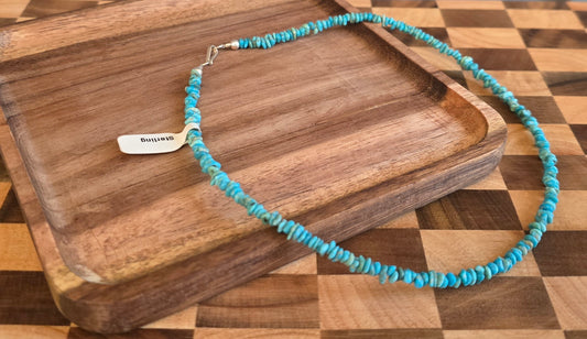 Turquoise and Sterling Necklace 16 inches