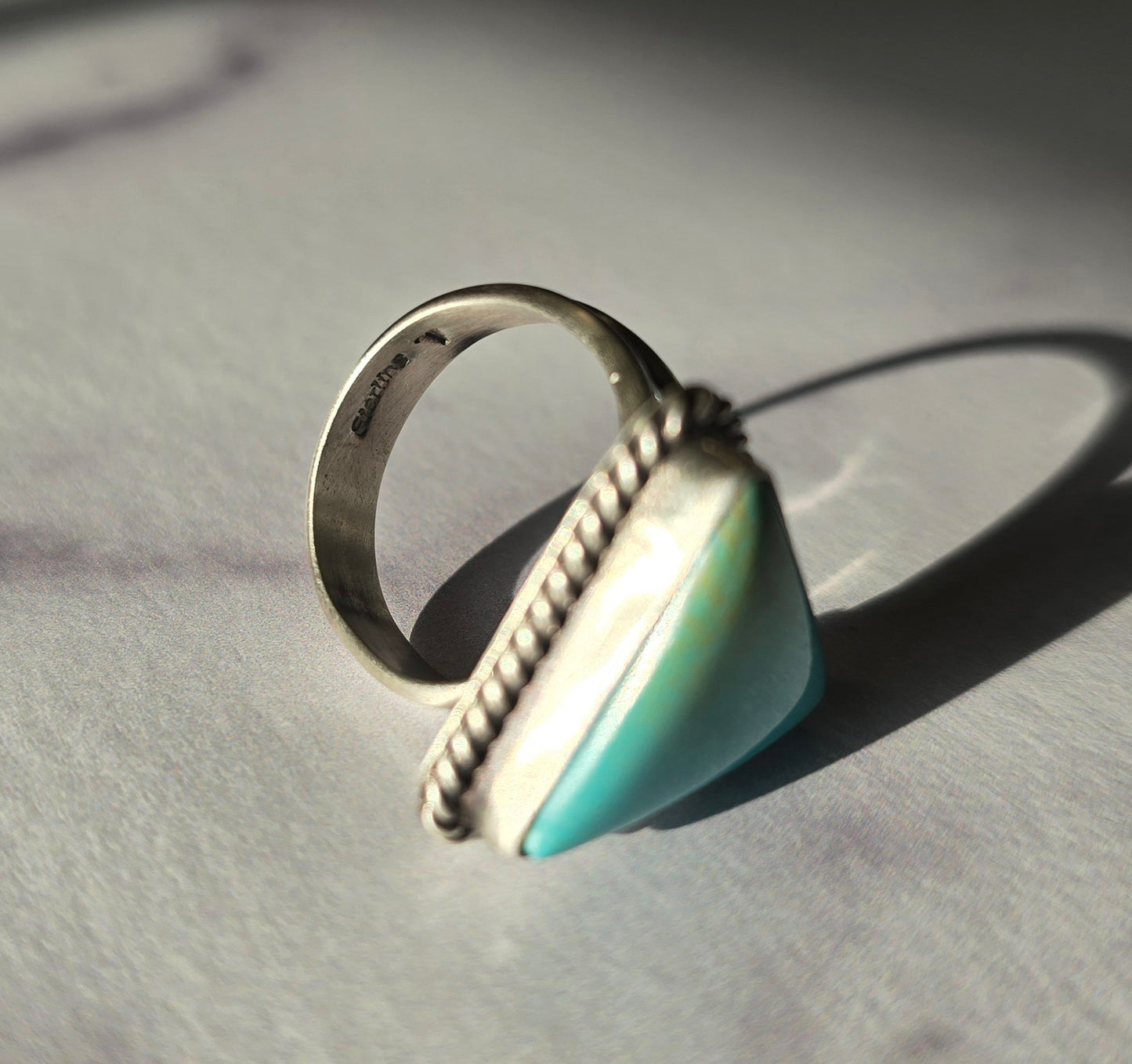 Kingman Turquoise and Sterling Adjustable Ring