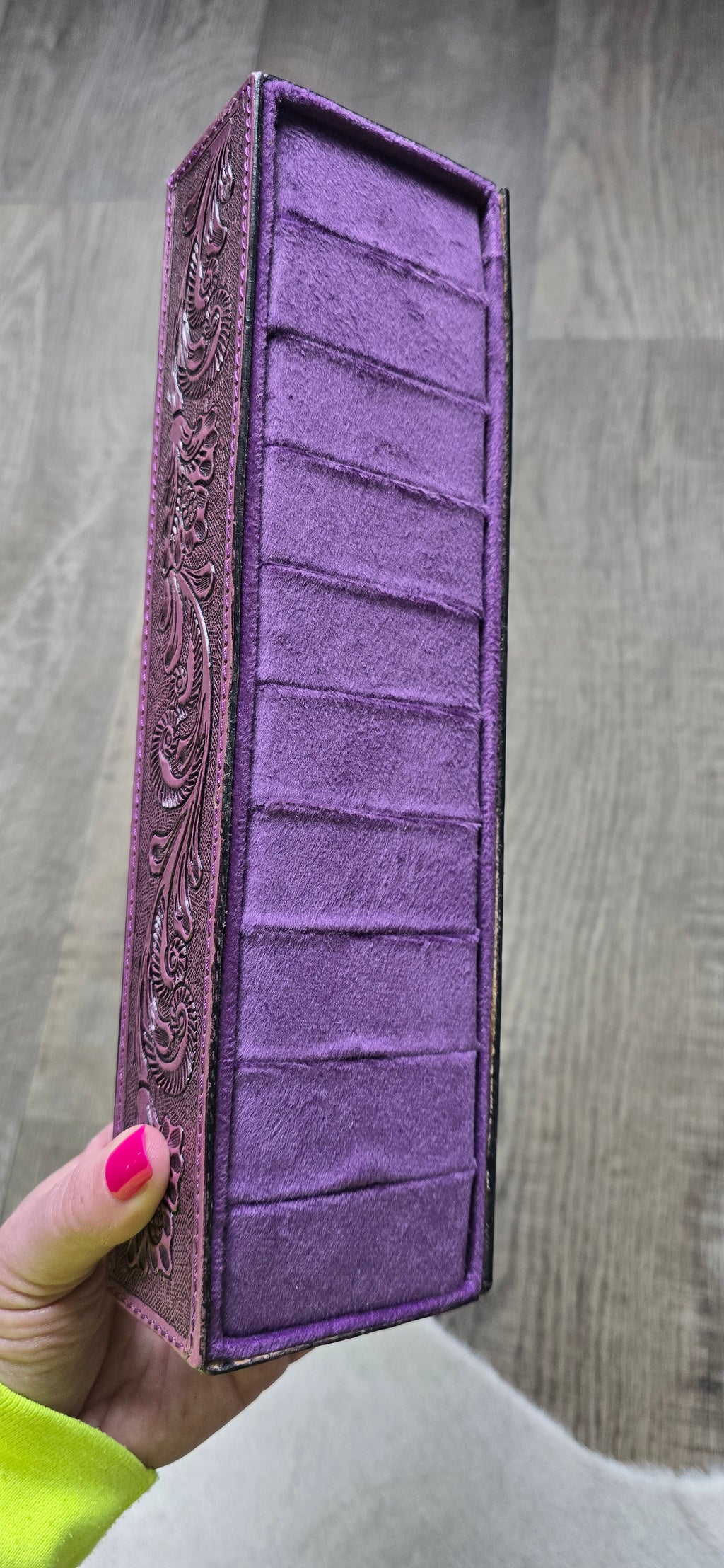 Purple Tooled Leather Ring Holder