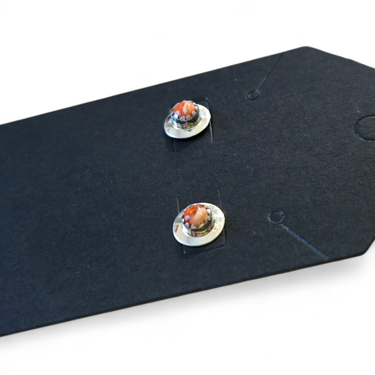 Orange Spiny & Sterling Earrings