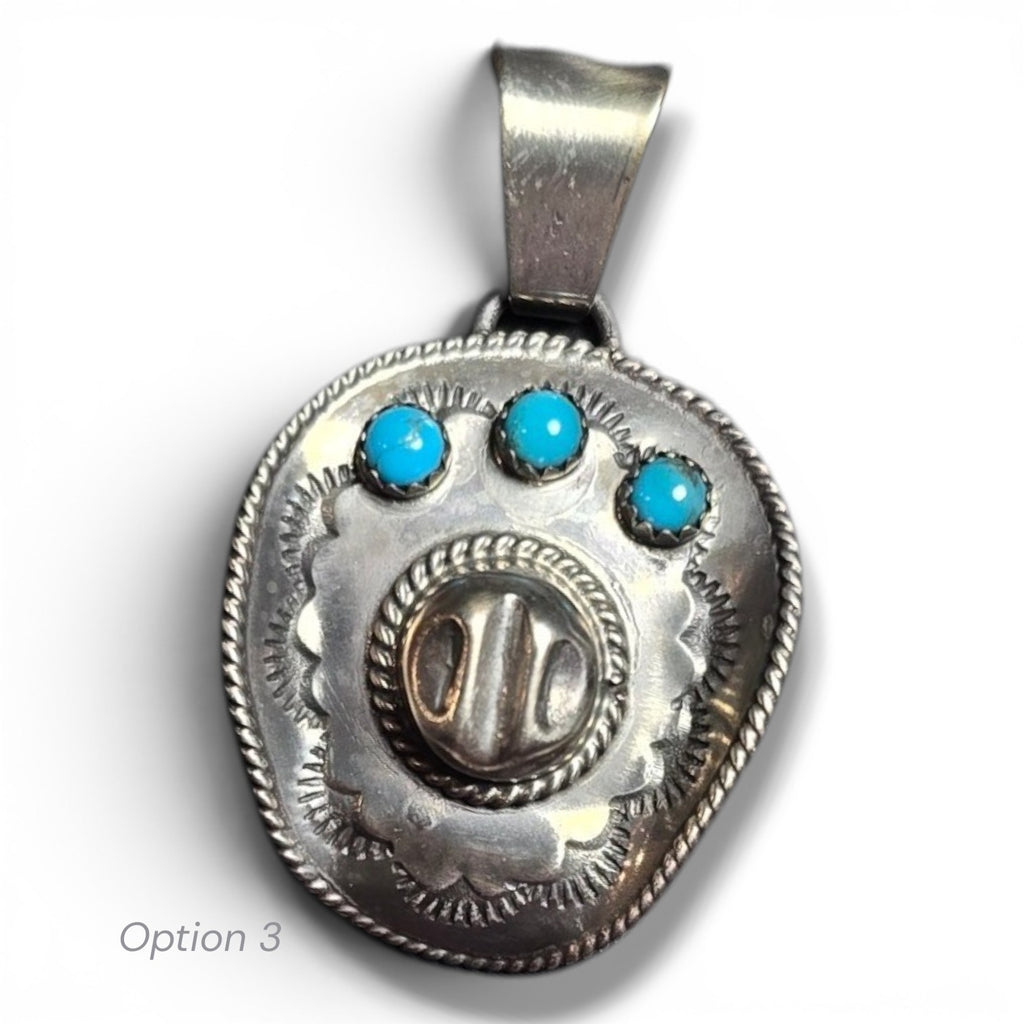 Native Made, Kingman Turquoise & Sterling Cowboy Hat Pendant