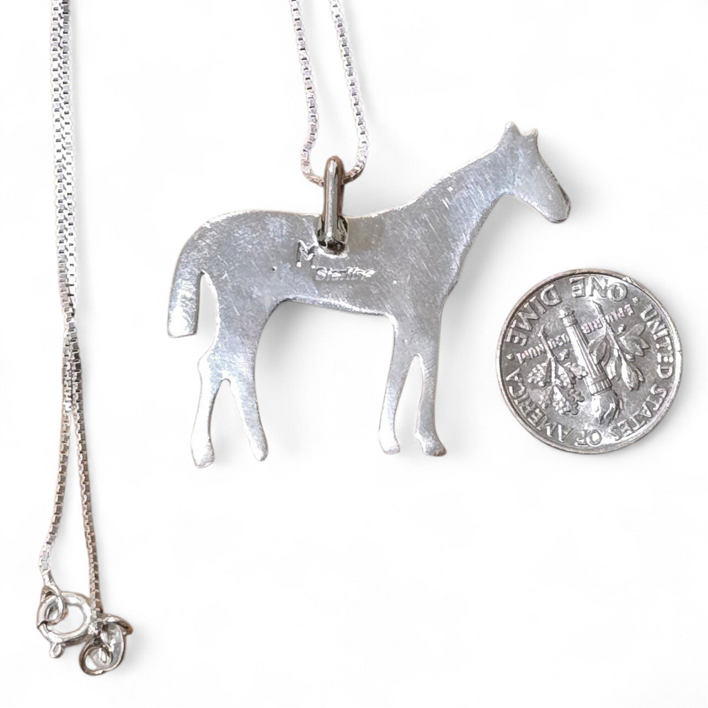 Joe Martinez Gaspeite, Mother of Pearl, Spiny & Sterling Horse Necklace