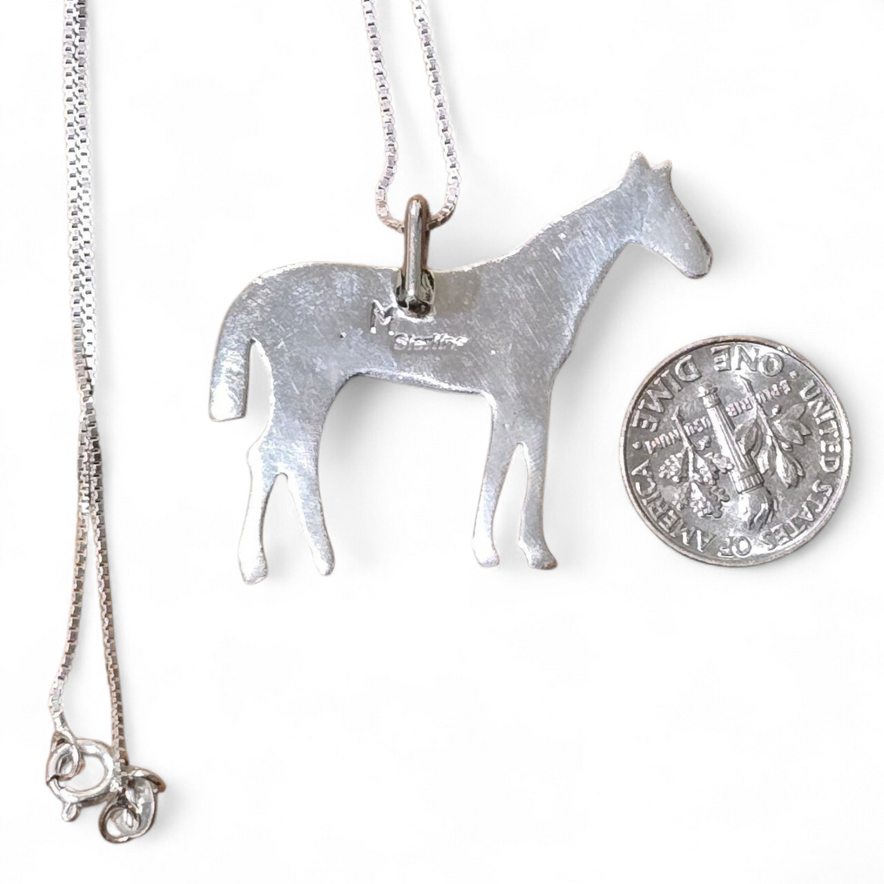 Joe Martinez Gaspeite, Mother of Pearl, Spiny & Sterling Horse Necklace