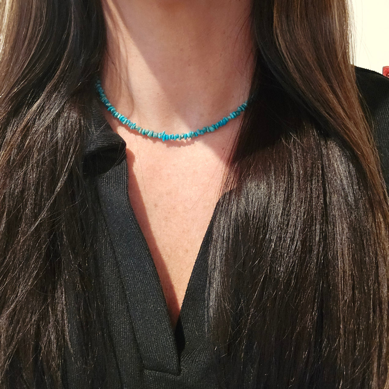 Chip Turquoise & Sterling Necklace